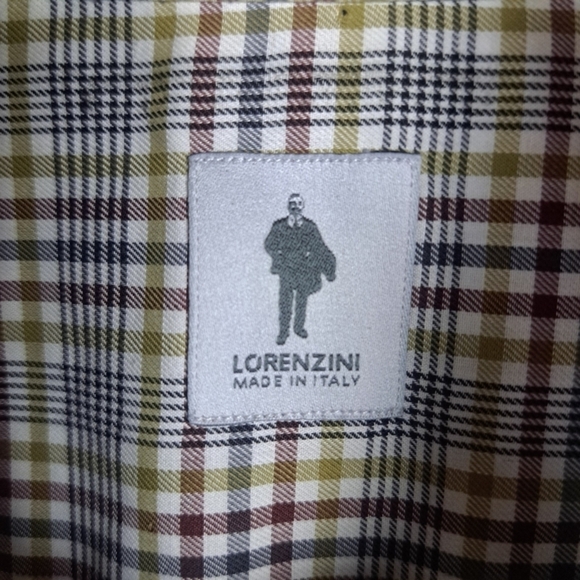 Lorenzini Italy Men's L Green Red Blue Check Long Sleeve Button Down Shirt - Picture 4 of 10